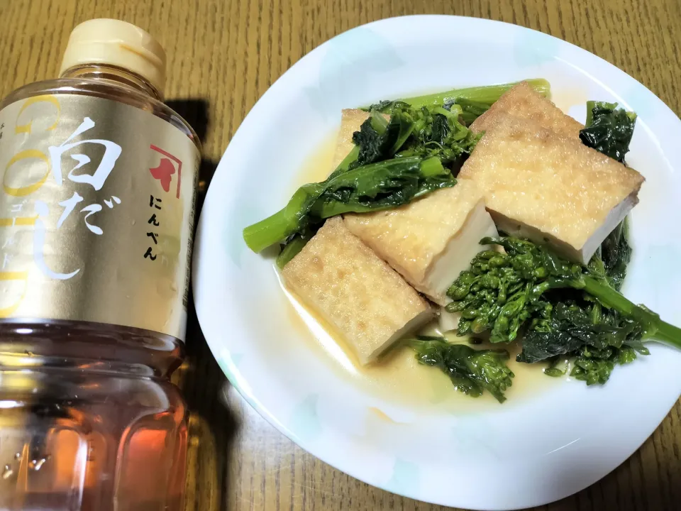 菜の花と絹ごし厚揚げの煮浸し|みよぱさん