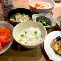 豆ご飯・焼き鯖|くり子さん