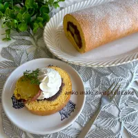 お芋入り🍠餡子のロールケーキ