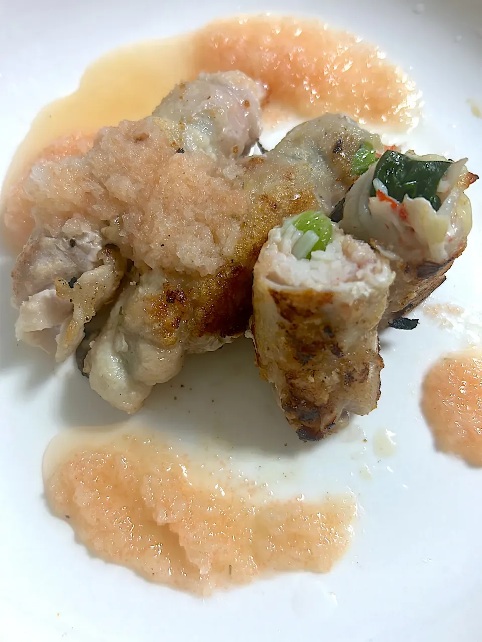 広島菜とカニカマチー巻き明太大根ソース|ひらけごま@たかさん
