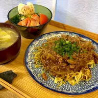 もやしと牛蒡のソース餡かけ焼きそばセット|pontalさん