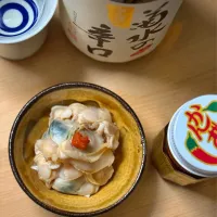 コダマ貝の酒蒸し かんずり添え