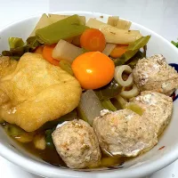 月見卓袱狐鶏団子饂飩|マニラ男さん