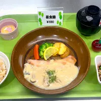 札幌医大食堂本日の日替わり定食④フェア玄米50%ごはん|nyama1さん