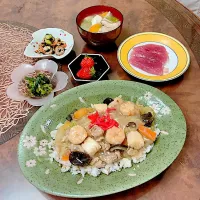 中華丼　晩御飯|ショコラさん