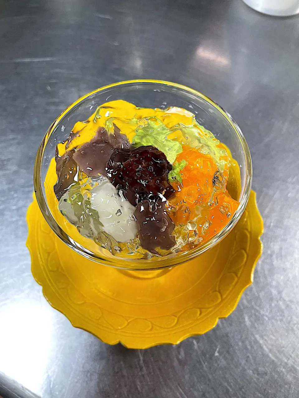 小豆寒天、白玉団子、抹茶ババロア、せとかオレンジ、塩ゼリーと一緒に|hotsusan30さん