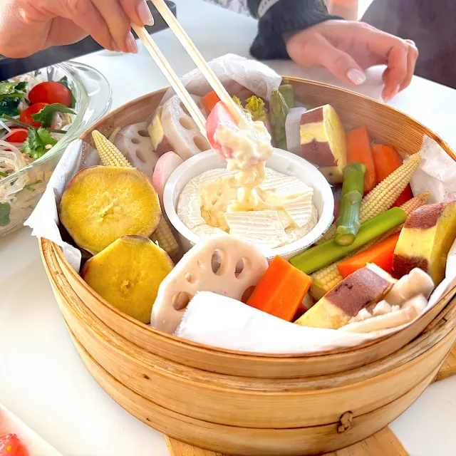 Snapdishの料理・レシピ写真:蒸し野菜🩷｜ほっかほか♡ワンプレートせいろご飯