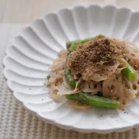 お出汁の専門店のお出汁をとった後の         だしがらも 調味料に活用♡                                  れんこんとシシトウと出汁がらの　　　　　　　きんぴら♡|ohanaさん