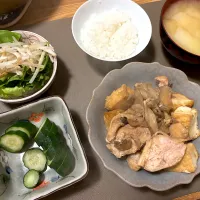 2025/03/12 鶏肉と舞茸と厚揚げのめんみ炒め、キュウリぬか漬け(無印ぬか漬け生活)|kykyさん