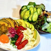 ゴロッと鶏胸肉カレーうどんココナッツミルク添え🍛🌴🥥| マニラ男さん