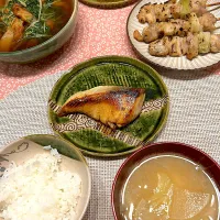 鰤の照り焼き、だんご汁、水菜の炊いたん|amiさん