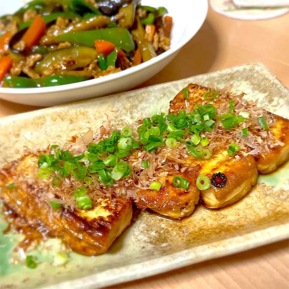 豆腐ステーキと麻婆茄子|まっふぃーさん