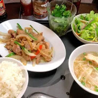 鶏肉のﾚﾓﾝｸﾞﾗｽ炒め定食|yumyum😋さん