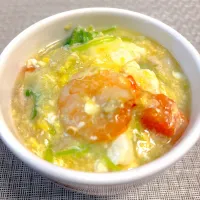 海老豚三つ葉と根菜のとろーり中華スープ