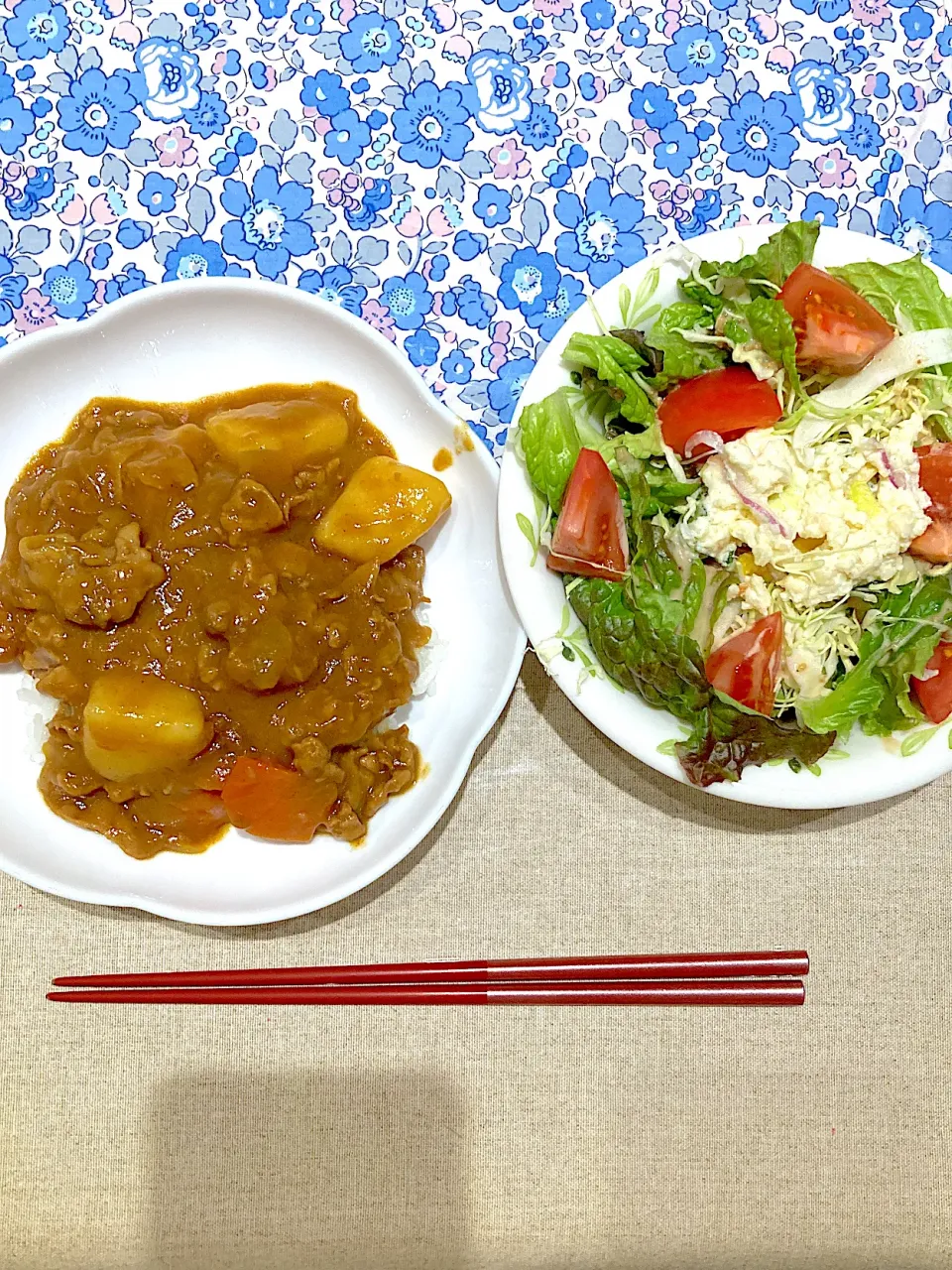 カレーとポテトサラダ|おしゃべり献立さん