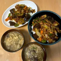 麻婆丼　中華卵スープ|そのみさん