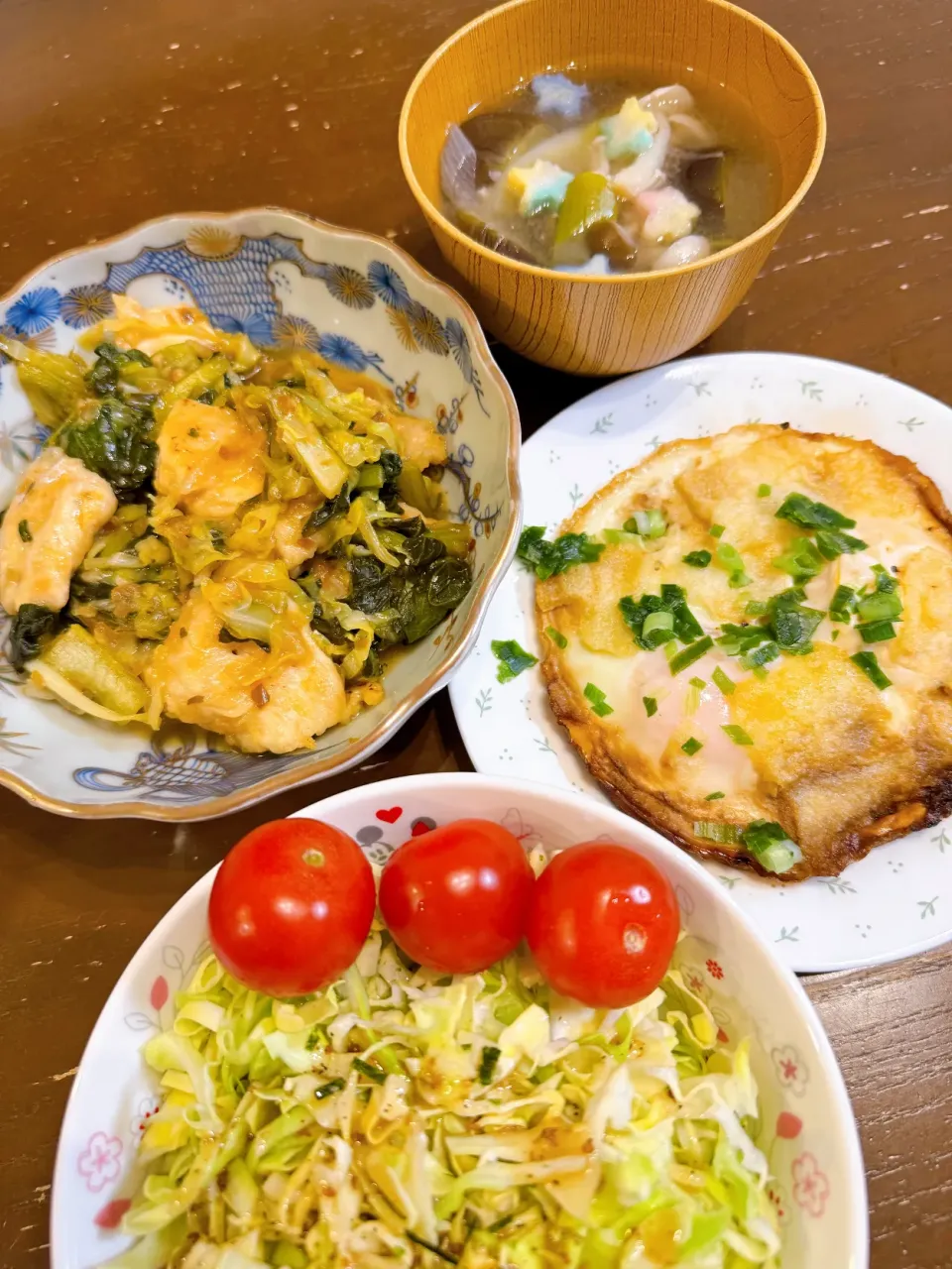 ズボラ油淋鶏煮込み　煮ない煮卵　きのこナスみそ汁|らむむさん