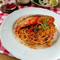 『FitDish』鮭のローストトマトソース仕立てdeパスタ