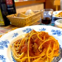 豚肉の残りソースでパスタ|かおポンさん