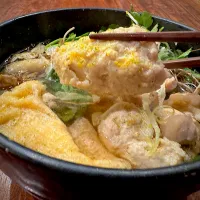 鶏とつくねの芹温めん| 半田手延べそうめんの店 阿波や壱兆さん