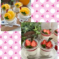 苺🍓と八朔🍊のパンナコッタ☺️✨| あみさん