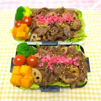 牛レンコン甘辛弁当♥|みちゅあしさん