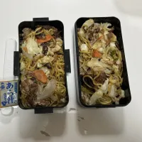 パパ弁と、にぃに弁当☆塩焼きそば☆みそ汁（パパ弁）|Saharaさん