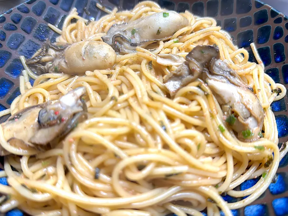 焼牡蠣のタラコ風味パスタ|あべたかひろさん