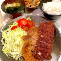 おっさん飯　とんかつ　肉じゃが　汁|ひげおやじさん