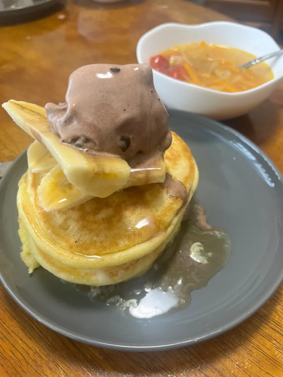 チョコバナナのホットケーキ|さんだーさん