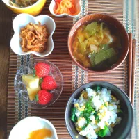 アッチさんの料理 菜の花ごはんde朝ごはん🌄！|まめころさん