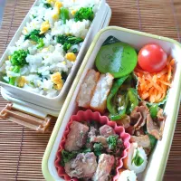 アッチさんの料理 菜の花ごはんde娘弁当🐟️！