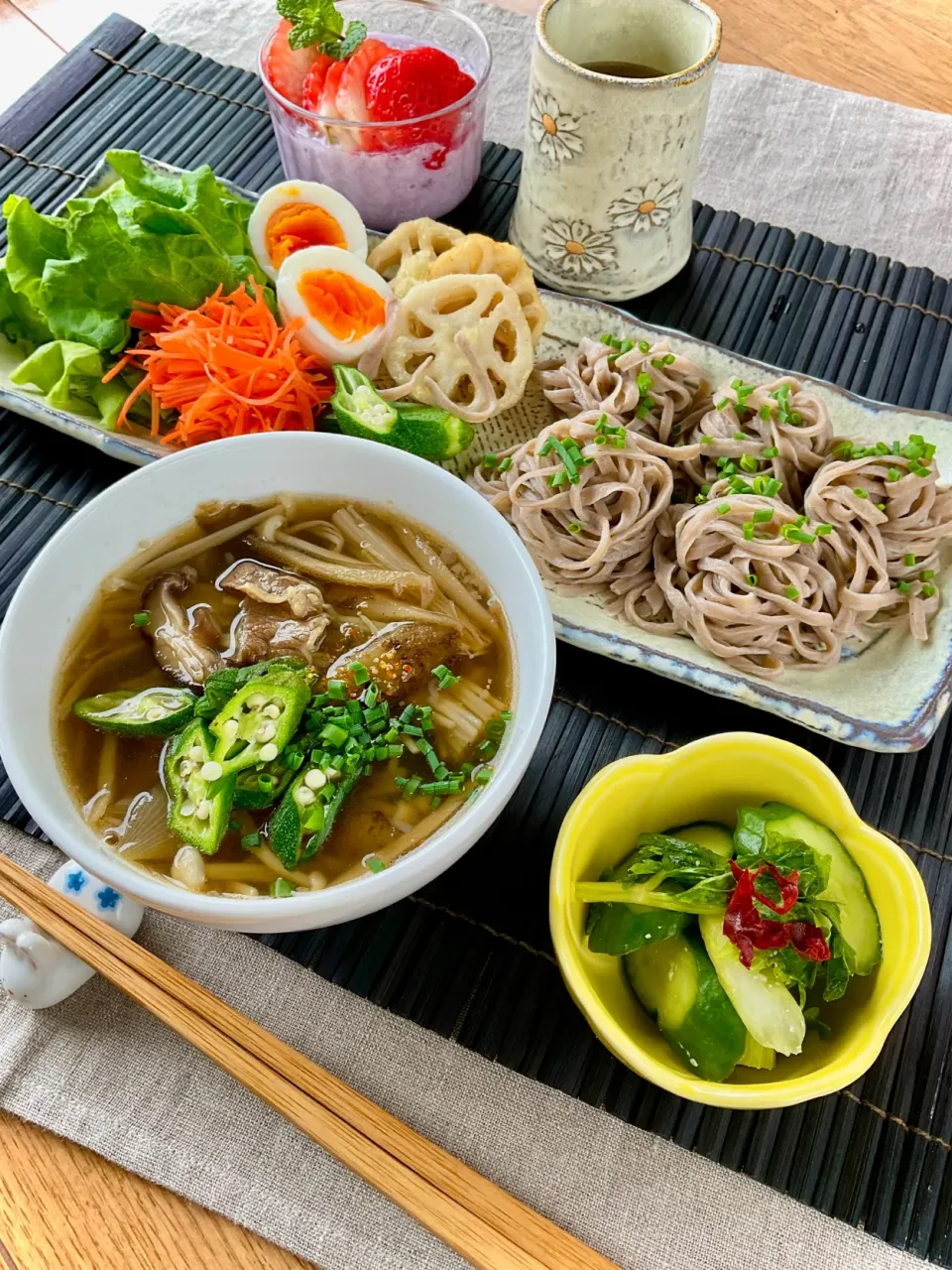 『FitDish』すき焼き風牛ごぼう煮deつけダレ蕎麦|スイーツポテトさん