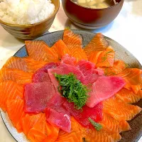 おっさん飯　刺身　汁|ひげおやじさん