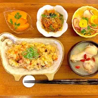 もちもち中華おこわと参鶏湯のおぼんごはん