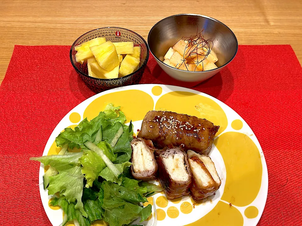厚揚げ豆腐のチーズ豚バラ巻き・カクテキ|ハミルトンさん