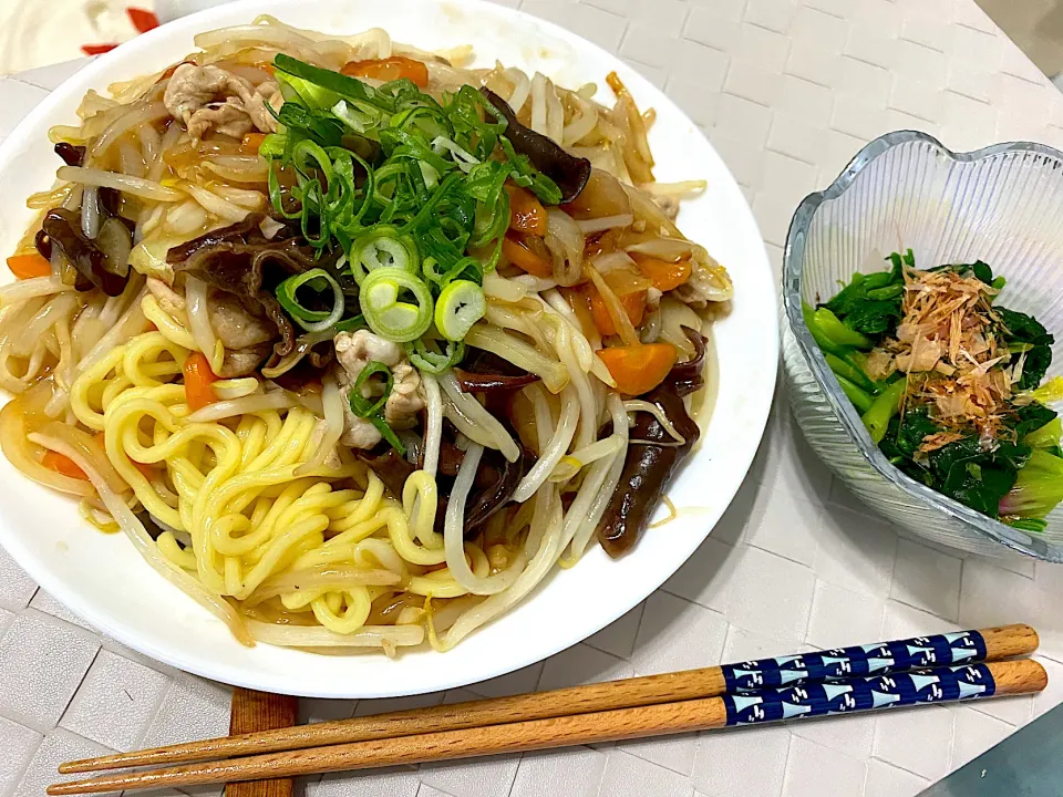 野菜たっぷり餡かけラーメン|単身赴任のっちさん