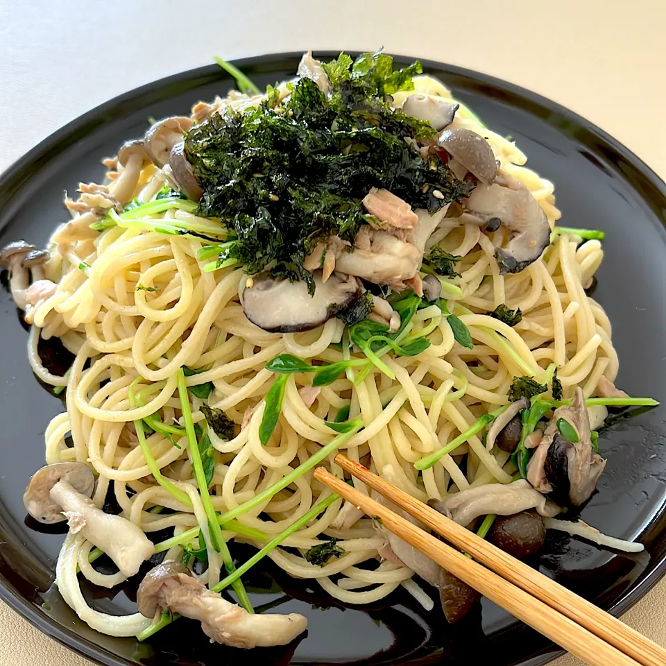 ツナとキノコのパスタ|たけさん