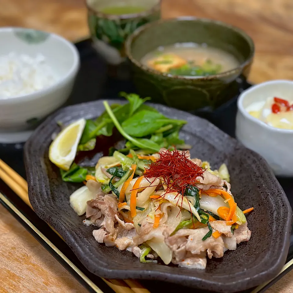 自家製キムチを使った豚キムチ定食|くまちゃんさん