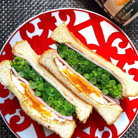 「プラス糀 生塩糀パウダー黒胡椒ブレンド150g」を使ってみたSnapdishの料理・レシピ写真:菜の花で春サンド