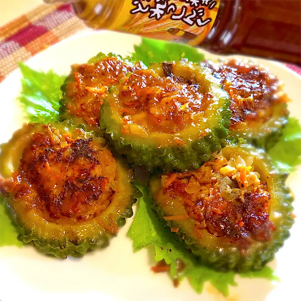 ゴーヤの肉詰め|ぷーはるひゅうさん