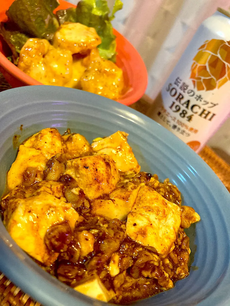 アイさんの料理 エビプリマヨ😋🍤🍻💕✨と麻婆豆腐で😋🍻💕✨|アイさん