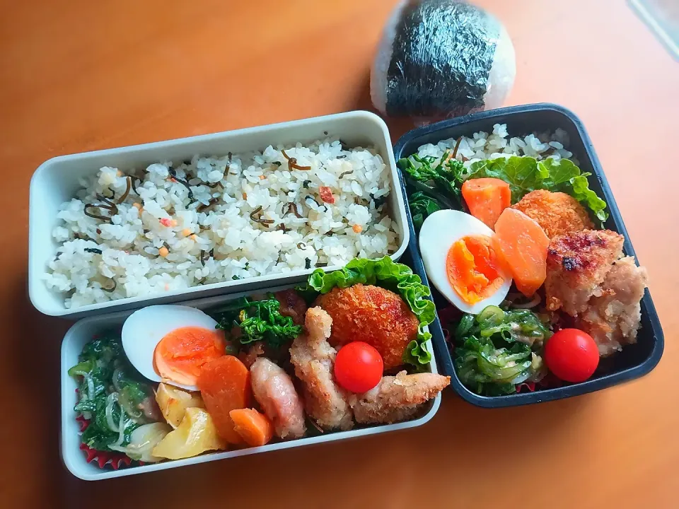 次男・私弁当&おにぎり|tamagomagomagoさん