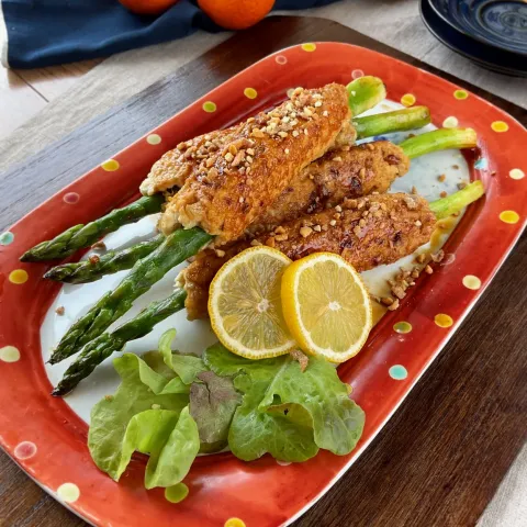 「カリカリトリュフ」を使ってみたSnapdishの料理・レシピ写真:アスパラ☆つくね