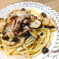 きのことパンチェッタのアーリオオーリオ|料理男子18歳さん