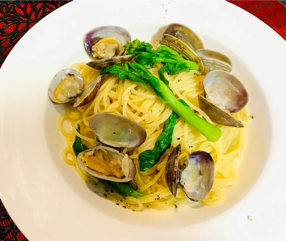 ✩.*˚大粒あさりと菜の花のパスタ|ゆきえもんさん