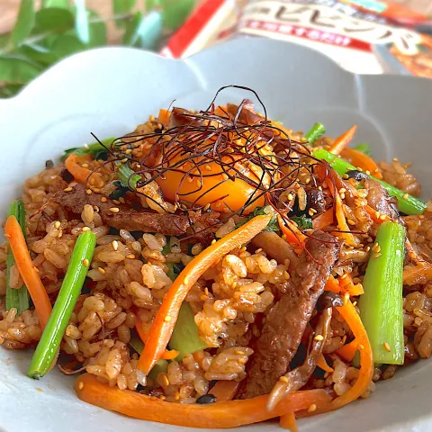 「大豆のお肉のビビンバ」を使ってみたSnapdishの料理・レシピ写真:大豆のお肉で作る石焼き風ビビンバ