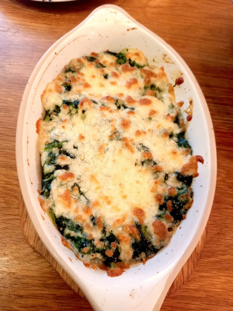 Gratin Creamed Spinach w/ Cheese 
(ผักโขมอบชีส) 🧀🥬🧀🤤|An'leeさん