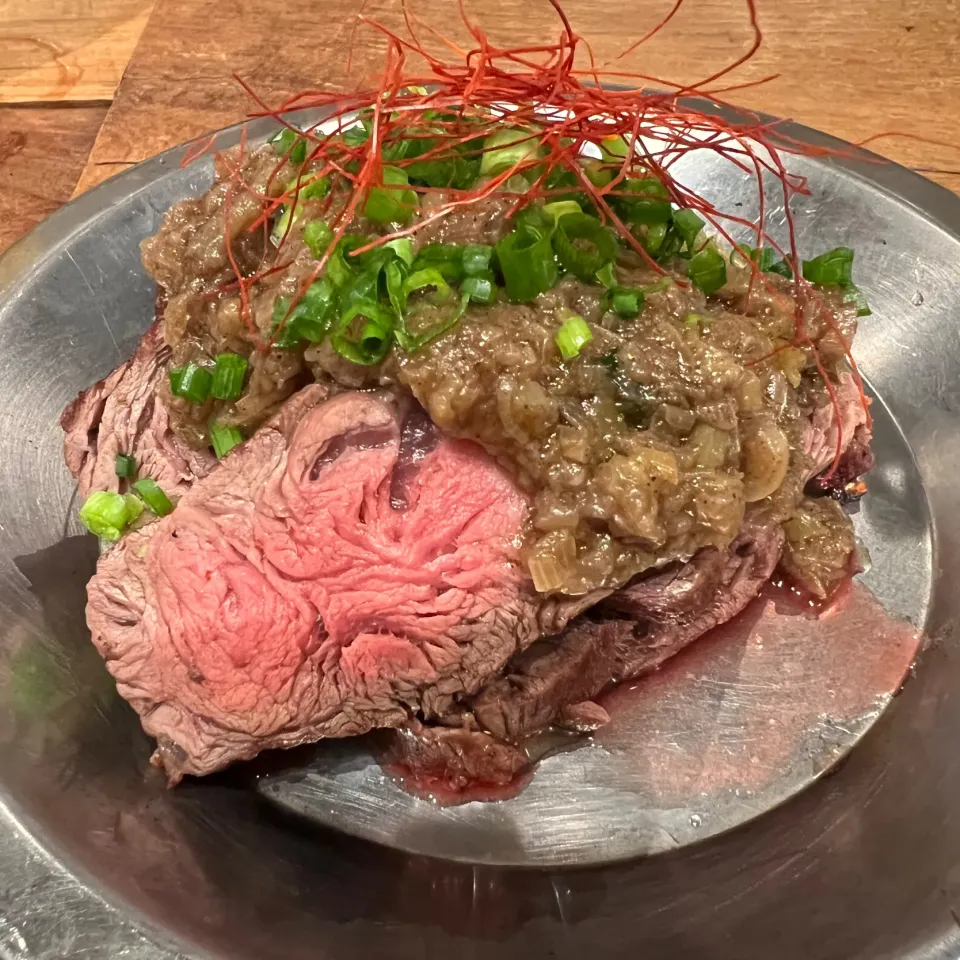 牛ハラミステーキ　とろとろ茄子と山椒のネギ塩だれ|Yoshiさん