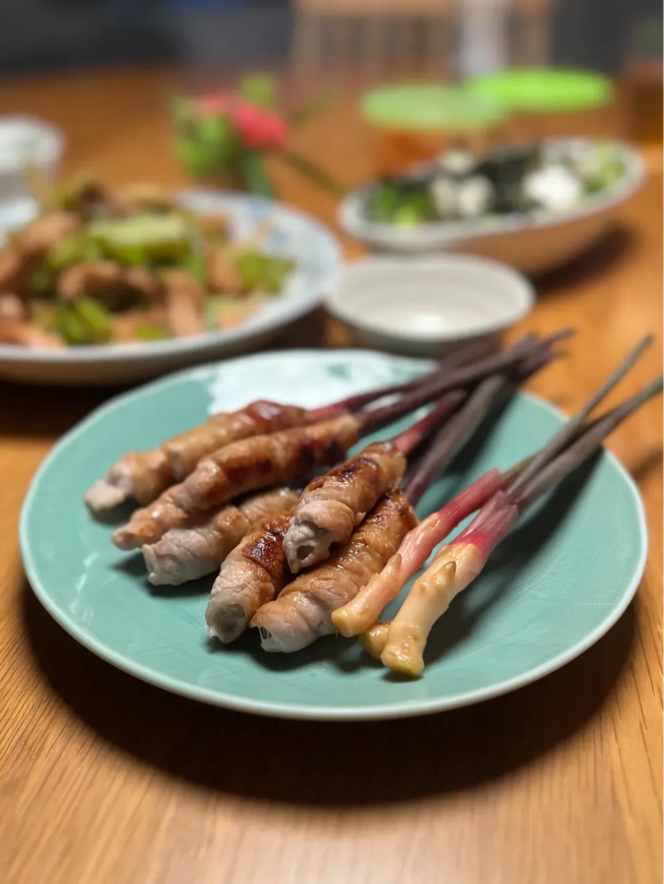 3/30の夕食　貴重な新生姜で肉巻き|yoneさん